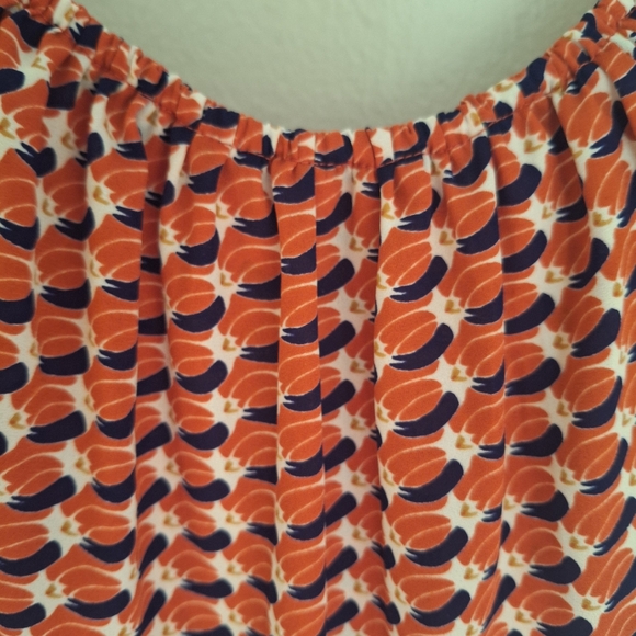 Cabi Tank Style Dream Day Peplum Top Blouse Orange Navy Cream Adjustable Straps - Picture 7 of 7